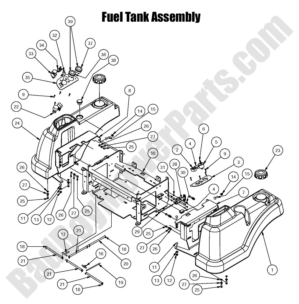 1453 - Bad Boy Mower Parts Lookup > 2016 > Diesel 1500cc > Tank Assembly